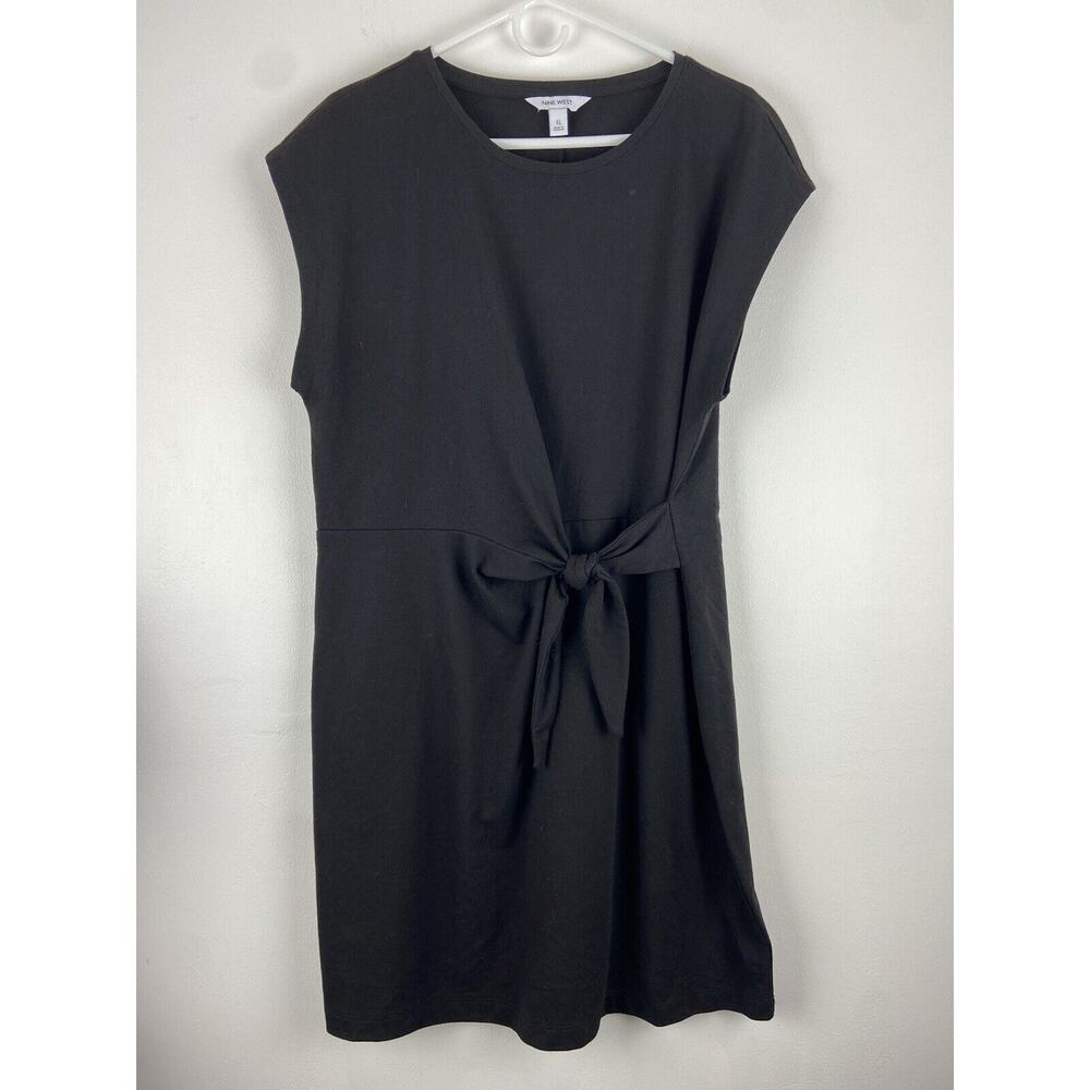 Nine West Black Sleeveless Faux Wrap Dress Size XL (922)